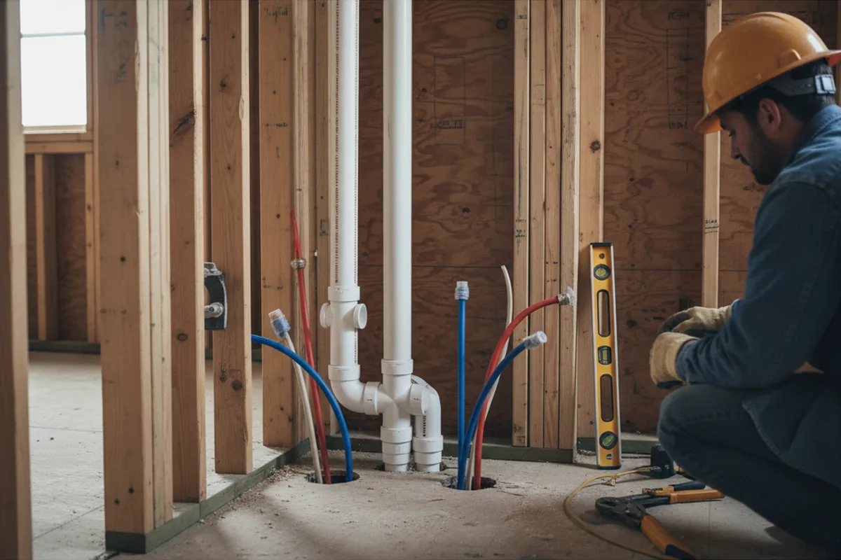 Drain and supply rough-in during Toilet Repair and Installation in Wheelock