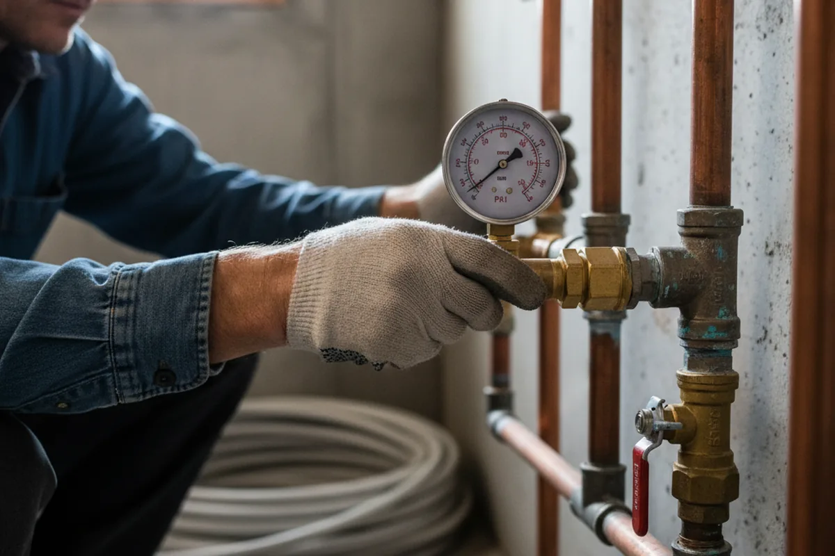 Pressure testing a repaired line during Water Line Repair in Wheelock